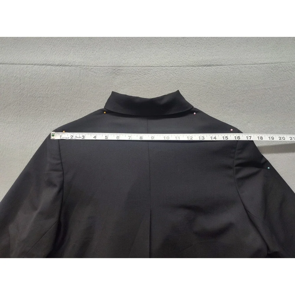 Olenich Black Asymmetrical Single Button Wool Blend Blazer Coat Womens Medium